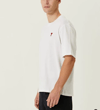 Unisex Bisiklet Yaka Baskılı Oversize T-shirt - Beyaz