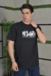 Unisex Bisiklet Yaka Baskılı Oversize T-shirt - Beyaz