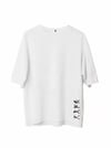 Unisex Bisiklet Yaka Baskılı Oversize T-shirt - Beyaz