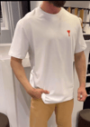 Unisex Bisiklet Yaka Baskılı Oversize T-shirt - Beyaz