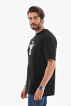 Unisex Bisiklet Yaka Baskılı Oversize T-shirt - Siyah