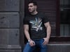 Unisex Bisiklet Yaka Baskılı Oversize T-shirt - Siyah