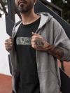 Unisex Bisiklet Yaka Baskılı Oversize T-shirt - Siyah
