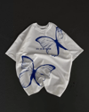 Unisex Bisiklet Yaka Baskılı Oversize T-shirt - Beyaz