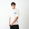 Unisex Bisiklet Yaka Baskılı Oversize T-shirt - Beyaz