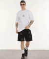 Unisex Bisiklet Yaka Baskılı Oversize T-shirt - Beyaz