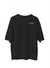 Unisex Bisiklet Yaka Baskılı Oversize T-shirt - Siyah