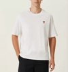 Unisex Bisiklet Yaka Baskılı Oversize T-shirt - Beyaz