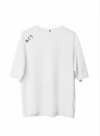 Unisex Bisiklet Yaka Baskılı Oversize T-shirt - Beyaz