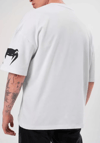 Unisex Bisiklet Yaka Baskılı Oversize T-shirt - Beyaz