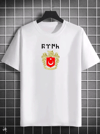 Unisex Bisiklet Yaka Baskılı Oversize T-shirt - Beyaz