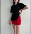 Unisex Bisiklet Yaka Baskılı Oversize T-shirt - Siyah
