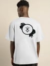 Unisex Bisiklet Yaka Baskılı Oversize T-shirt - Beyaz
