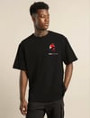 Unisex Bisiklet Yaka Baskılı Oversize T-shirt - Siyah