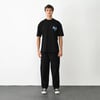 Unisex Bisiklet Yaka Baskılı Oversize T-shirt - Siyah