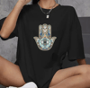 Unisex Bisiklet Yaka Baskılı Oversize T-shirt - Siyah