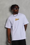 Unisex Bisiklet Yaka Baskılı Oversize T-shirt - Beyaz