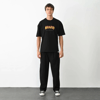 Unisex Bisiklet Yaka Baskılı Oversize T-shirt - Siyah