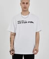 Unisex Bisiklet Yaka Baskılı Oversize T-shirt - Beyaz