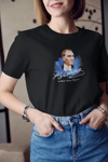 Unisex Bisiklet Yaka Baskılı Oversize T-shirt - Siyah