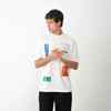 Unisex Bisiklet Yaka Baskılı Oversize T-shirt - Siyah