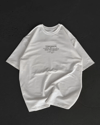 Unisex Bisiklet Yaka Baskılı Oversize T-shirt - Beyaz