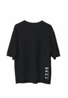 Unisex Bisiklet Yaka Baskılı Oversize T-shirt - Siyah