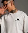 Unisex Bisiklet Yaka Baskılı Oversize T-shirt - Beyaz