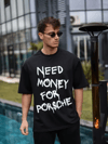 Unisex Bisiklet Yaka Baskılı Oversize T-shirt - Siyah