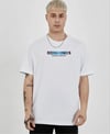 Unisex Bisiklet Yaka Baskılı Oversize T-shirt - Beyaz