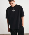 Unisex Bisiklet Yaka Baskılı Oversize T-shirt - Siyah