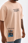 Unisex Bisiklet Yaka Baskılı Oversize T-shirt - Bej