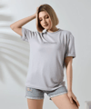 Unisex Bisiklet Yaka Baskılı Slim Fit T-shirt - Boyalı Gri