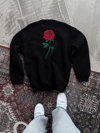 Unisex Bisiklet Yaka Ön Ve Arka Baskılı Sweatshirt - Siyah