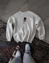 Unisex Bisiklet Yaka Ön Ve Arka Baskılı Sweatshirt - Beyaz