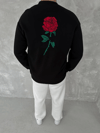 Unisex Bisiklet Yaka Ön Ve Arka Baskılı Sweatshirt - Siyah
