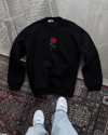 Unisex Bisiklet Yaka Ön Ve Arka Baskılı Sweatshirt - Siyah