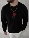 Unisex Bisiklet Yaka Ön Ve Arka Baskılı Sweatshirt - Siyah