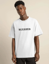 Unisex Bisiklet Yaka Oversize Baskılı T-shirt - Beyaz