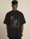 Unisex Bisiklet Yaka Oversize Baskılı T-shirt - Siyah