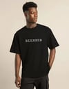 Unisex Bisiklet Yaka Oversize Baskılı T-shirt - Siyah