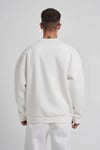Unisex Biskilet Yaka Üç İplik Sweatshirt - Beyaz