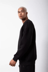 Unisex Biskilet Yaka Üç İplik Sweatshirt - Siyah