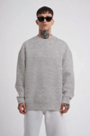 Unisex Biskilet Yaka Üç İplik Sweatshirt - Gri