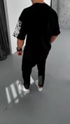Unisex Flok Kabartma Baskılı T-shirt - Siyah