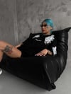 Unisex Flok Kabartma Baskılı T-shirt - Siyah
