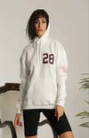 Unisex Kapşonlu Baskılı Sweetshirt - Beyaz