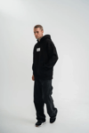 Unisex Kapşonlu Uzun Kol Patchli Nakışlı Sweatshirt - Siyah