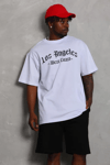 Unisex Oversize Baskılı Bisiklet Yaka T-shirt - Beyaz