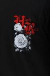 Unisex Oversize Baskılı Bisiklet Yaka T-shirt - Siyah